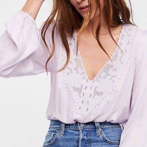 Free People Bodysuit Blouse- Purple